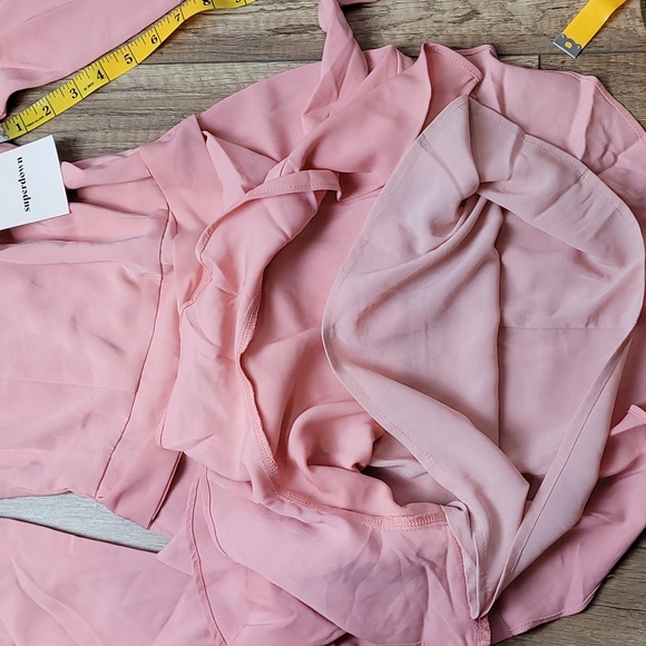 Superdown Blush Khloe Ruffle Puff Sleeve Mini tie Dress whimsical Feminine xs - Picture 13 of 16